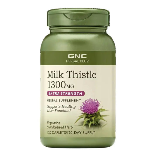 GNC Herbal Plus Milk Thistle 1300mg Supplement — Extra Strength Vegetarian Liver Support, 120 Servings BritishVita | Premium UK Vitamins & Wellness Supplements