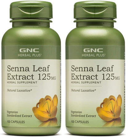GNC Herbal Plus Senna Leaf Extract 125mg – 200 Capsules (Pack of 2)