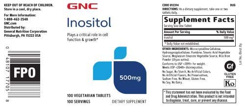 GNC Inositol 500mg Supplement - Supports Cell Function & Growth - 100 Servings