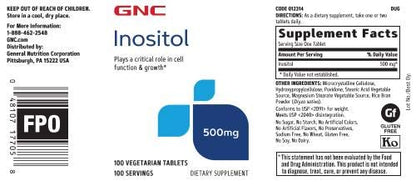 GNC Inositol 500mg Supplement - Supports Cell Function & Growth - 100 Servings