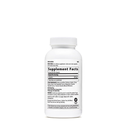 GNC L-Arginine 500mg Supplement – Supports Healthy Blood Vessel Tone | 90 Servings