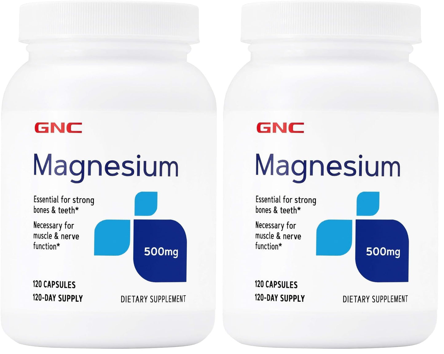 GNC Magnesium 500mg – 120 Capsules (Pack of 2) Supports Calcium Absorption & Strong Teeth
