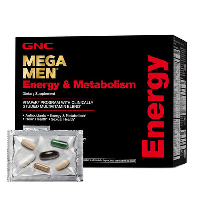GNC Mega Men Energy & Metabolism Vitapak — 5-in-1 Pack, 300mg Caffeine, 30 Daily Packs