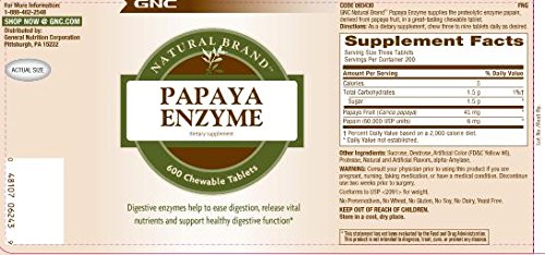 GNC Papaya Enzyme - Digestive Support, 240 Tablets (Pack of 2)