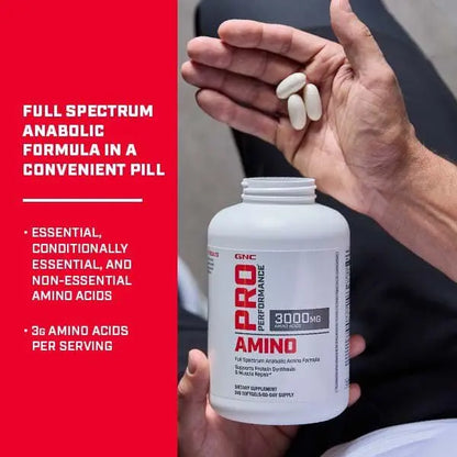 GNC Pro Performance Amino 3000mg Softgels — 240 Count for Protein Synthesis & Muscle Repair BritishVita | Premium UK Vitamins & Wellness Supplements