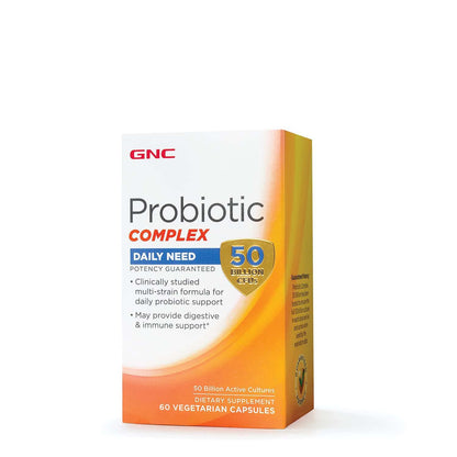 GNC Probiotic Complex Daily Need Supplement – Digestive & Immune Support, 50 Billion CFUs, 60 Vegetarian Capsules