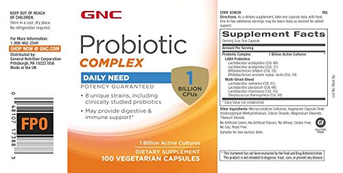 GNC Probiotic Complex – Digestive & Immune Support, 1B CFU, 100 Veg Capsules (Pack of 2)