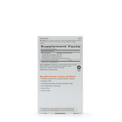 GNC Probiotic Complex Daily Need Supplement – Digestive & Immune Support, 50 Billion CFUs, 60 Vegetarian Capsules