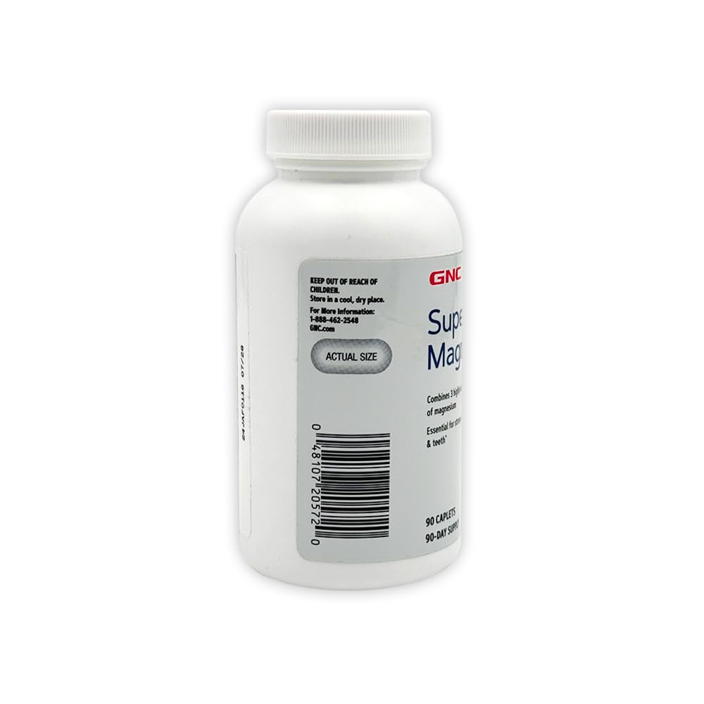 GNC Super Magnesium 400mg – Supports Strong Bones & Teeth | 90 Caplets
