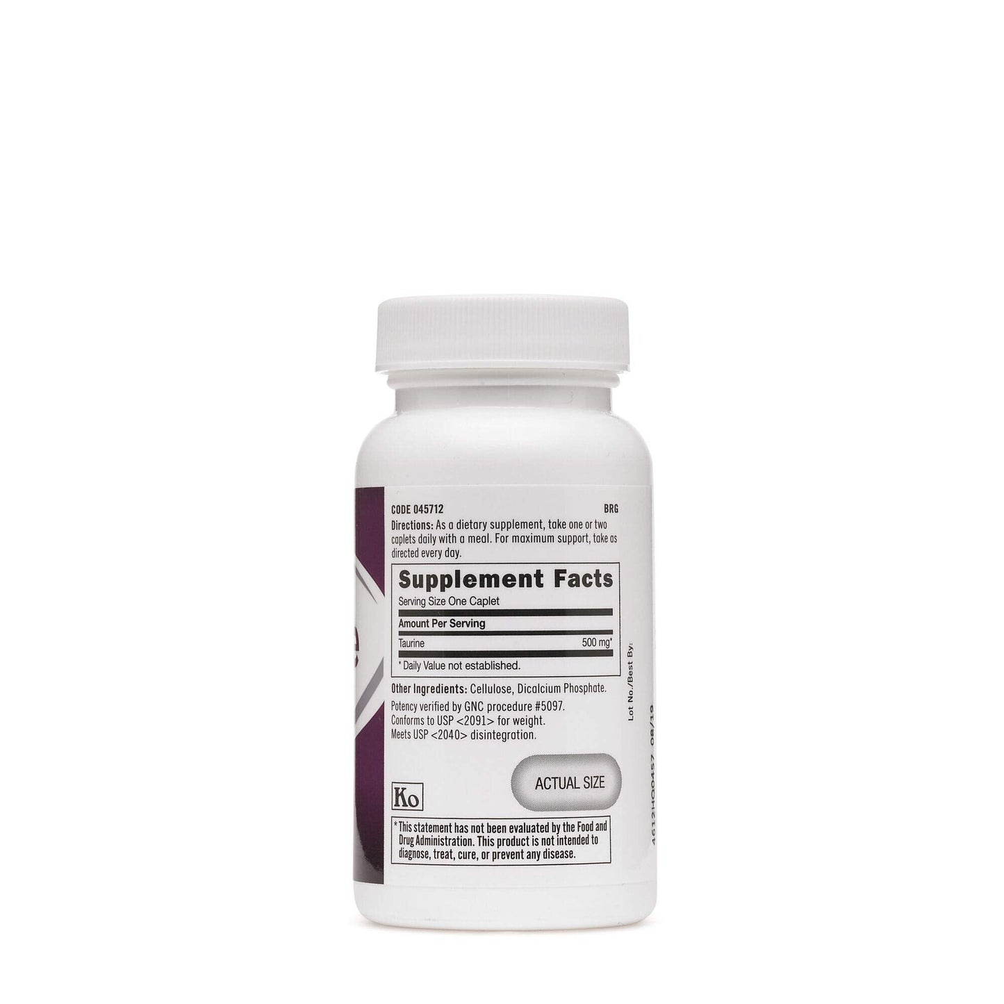 GNC Taurine 500mg Supplement – Supports Muscle Function, 50 Servings