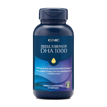 GNC Triple Strength DHA 1000 – Omega-3 DHA 1000mg Softgels for Brain & Vision