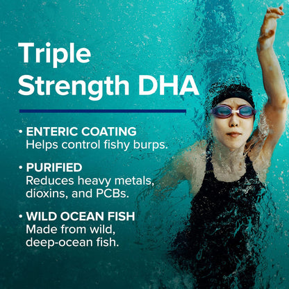 GNC Triple Strength DHA 1000 – Omega-3 DHA 1000mg Softgels for Brain & Vision