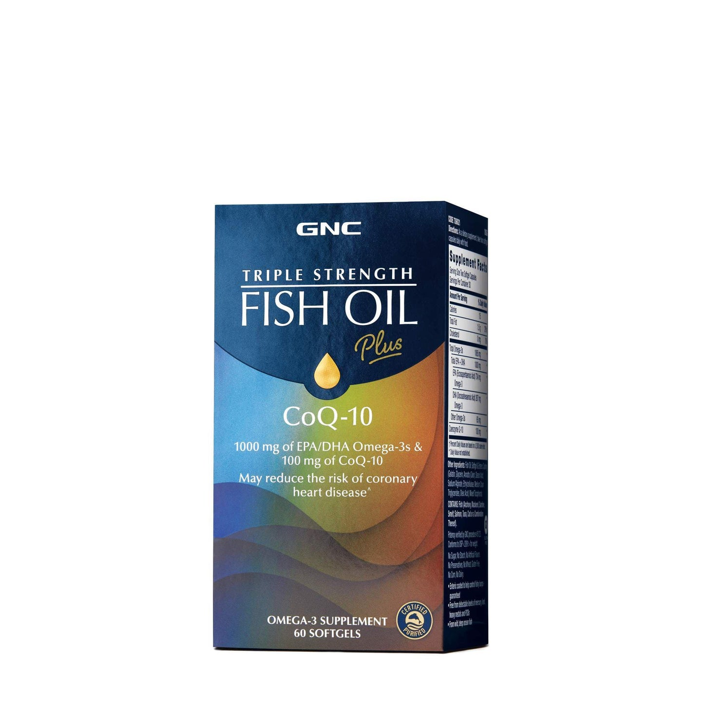GNC Triple Strength Fish Oil Plus CoQ10 – 1000mg EPA/DHA, 30 Servings