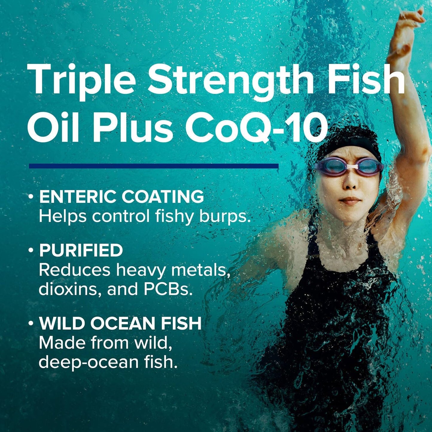 GNC Triple Strength Fish Oil Plus CoQ10 – 1000mg EPA/DHA, 30 Servings