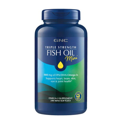 GNC Triple Strength Fish Oil Mini Omega-3 – 1000mg EPA/DHA, 240 Softgels