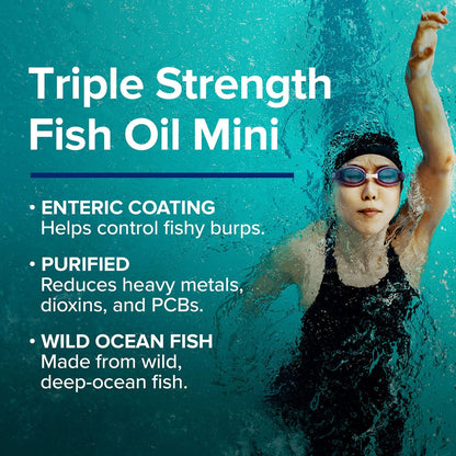 GNC Triple Strength Fish Oil Mini Omega-3 – 1000mg EPA/DHA, 240 Softgels