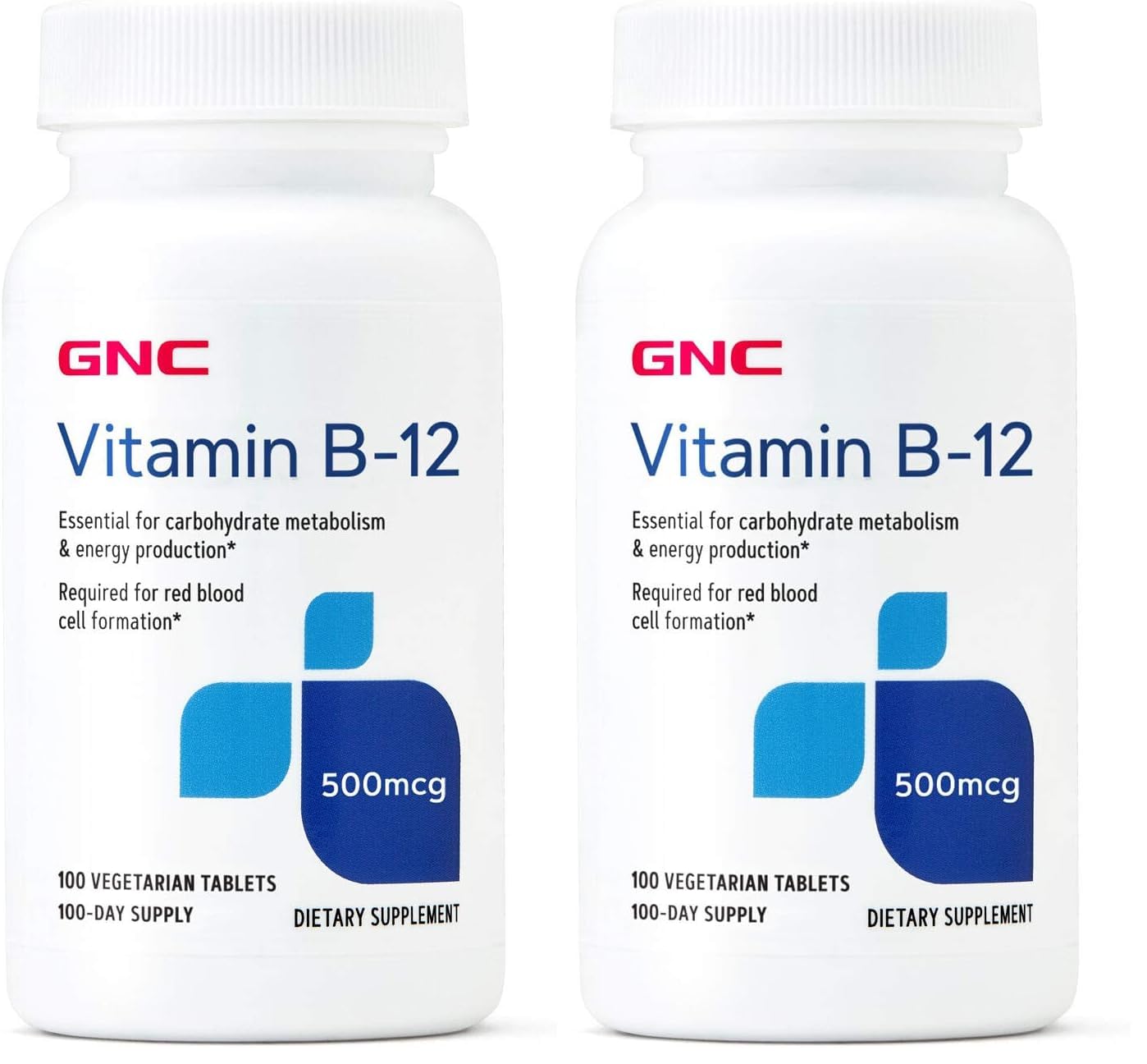 GNC Vitamin B-12 500mcg | Energy Production Support | Pack of 2 (100 Tablets)