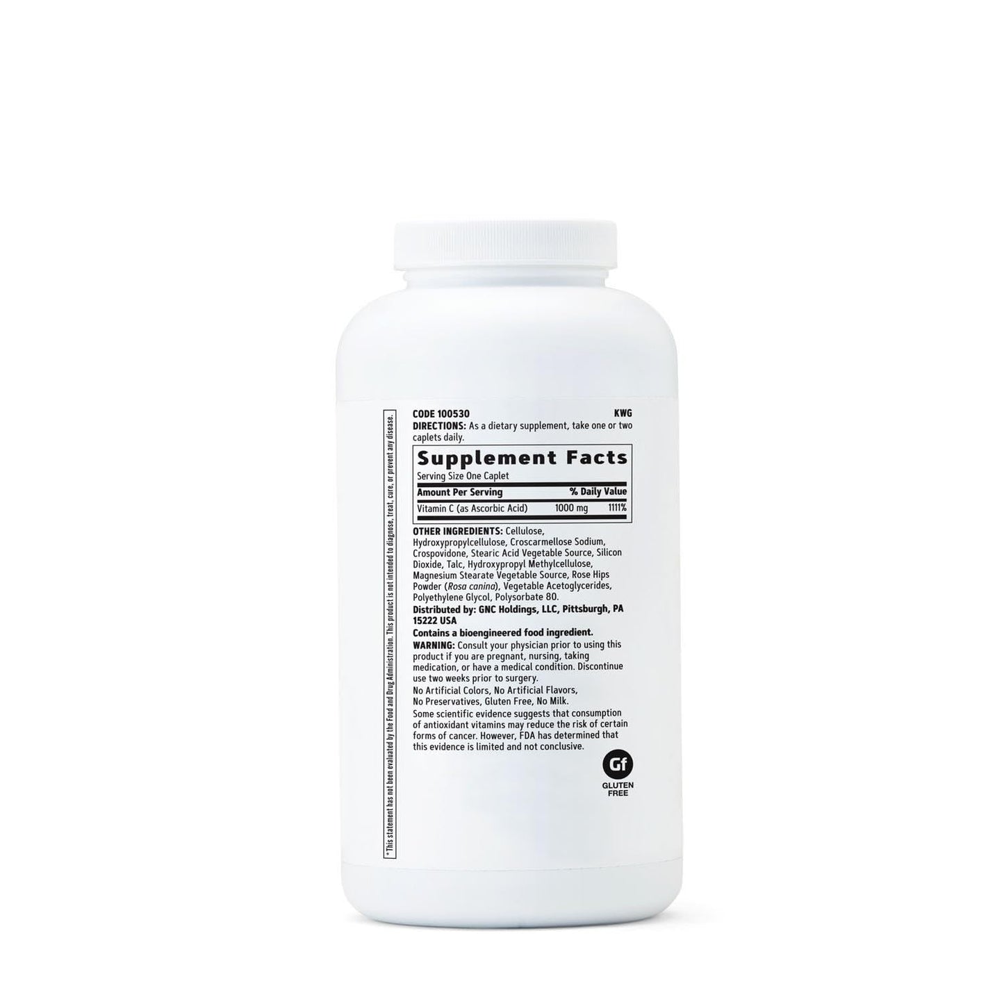 GNC Vitamin C 1000 mg | 500 Vegetarian Caplets | Gluten Free