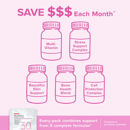 GNC Women's 30+ Vitapak Program — Daily Multivitamins & Minerals, Supports Bones, Skin & Stress Relief, 30 Servings