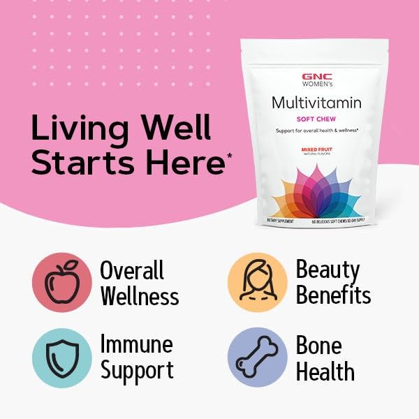 GNC Women's Multivitamin Soft Chew - Mixed Fruit (Pack of 2) | Vitamins for Women