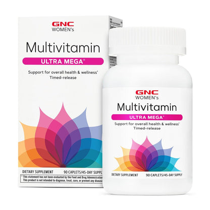 GNC Womens Ultra Mega Multivitamin Caplets – Immune Support, Timed Release, Gluten Free (90 ct)