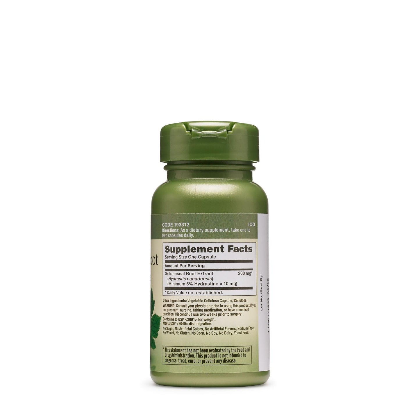 GNC Herbal Plus Goldenseal Root Extract 200mg – Immune Support, Vegetarian, 50 Servings
