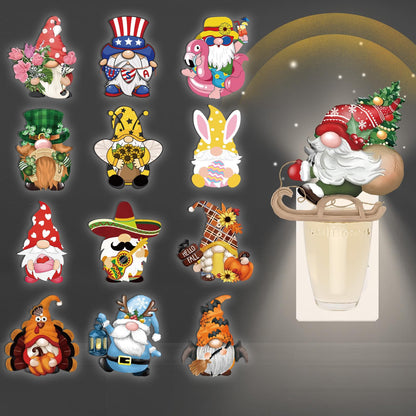 1 Pack Interchangeable Gnome Fragrance Plug with Night Light – Bath & Body Works Compatible Holiday Decor