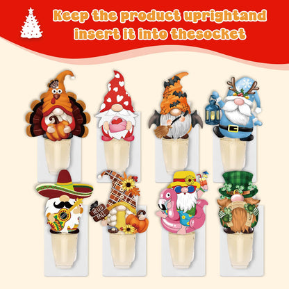 1 Pack Interchangeable Gnome Fragrance Plug with Night Light – Bath & Body Works Compatible Holiday Decor