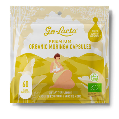 Go-Lacta 100% Organic Moringa Capsules for Breastfeeding Moms - 60 Capsules | Postnatal Vitamins