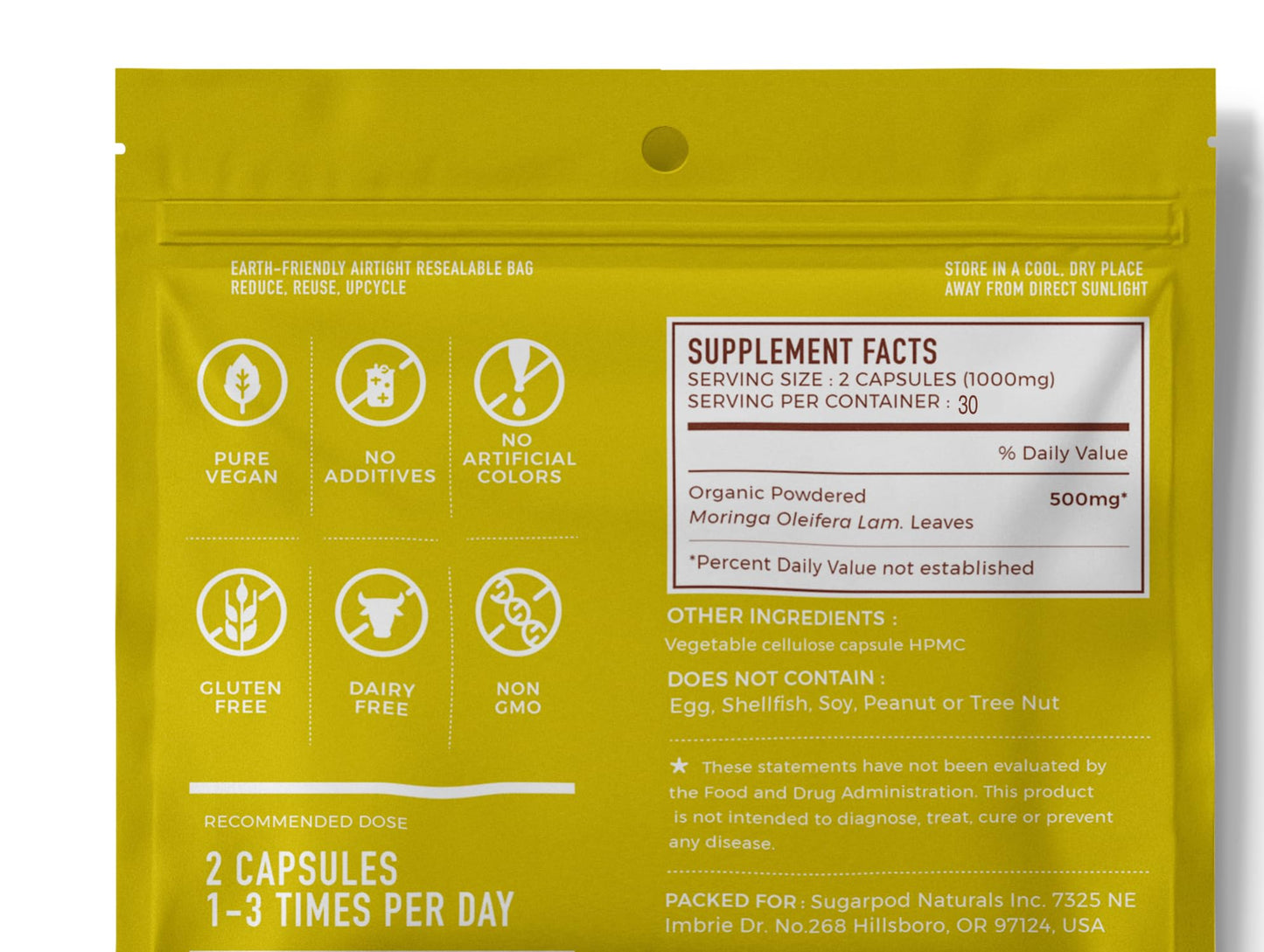 Go-Lacta 100% Organic Moringa Capsules for Breastfeeding Moms - 60 Capsules | Postnatal Vitamins