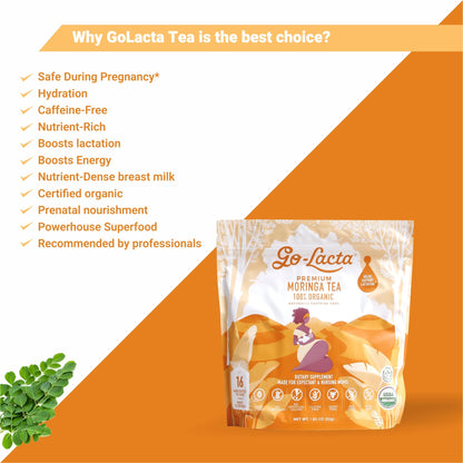 Go-Lacta Organic Moringa Tea – Lactation Support (Caffeine-Free)