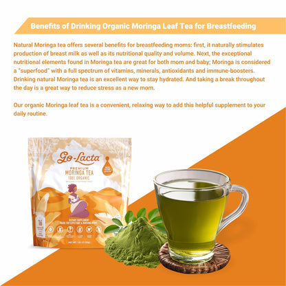 Go-Lacta Organic Moringa Tea – Lactation Support (Caffeine-Free)