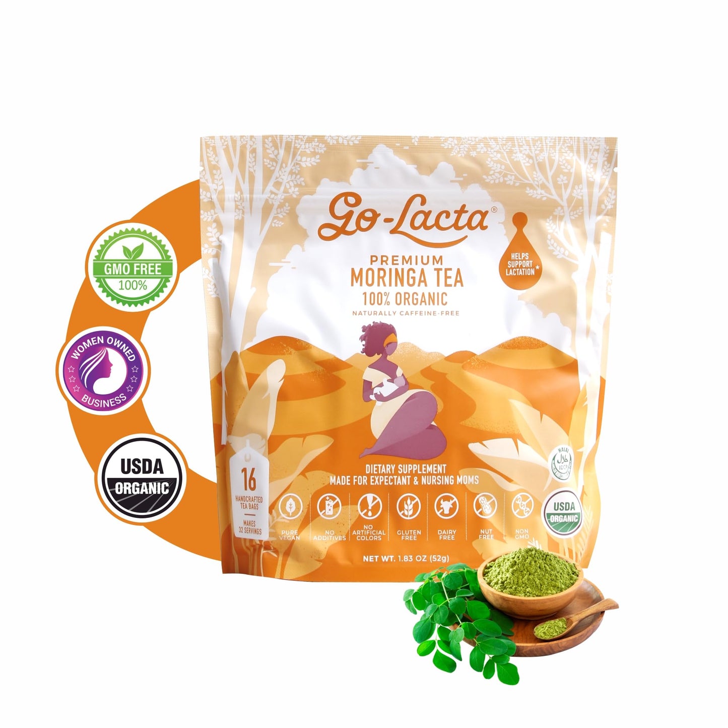 Go-Lacta Organic Moringa Tea – Lactation Support (Caffeine-Free)