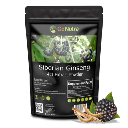 Go Nutra Siberian Ginseng - Eleuthero Root Powder 4:1 Extract, 1lb