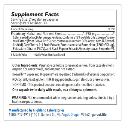 Mt. Angel Go Out Extra Strength Uric Acid Support - Tart Cherry, Celery Seed & Turmeric - 60 Caps