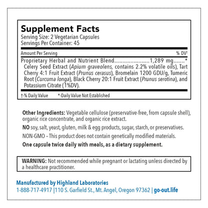 Go Out Daily Maintenance – Natural Uric Acid Support with Tart Cherry, Celery Seed & Turmeric