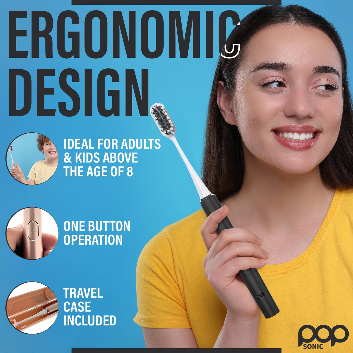 Go Plus Sonic Toothbrushes for Adults – Black Case, 2 Speeds, 18k-24k VPM