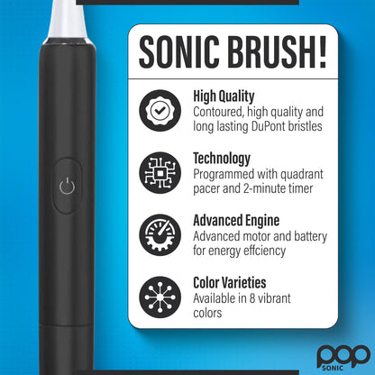 Go Plus Sonic Toothbrushes for Adults – Black Case, 2 Speeds, 18k-24k VPM