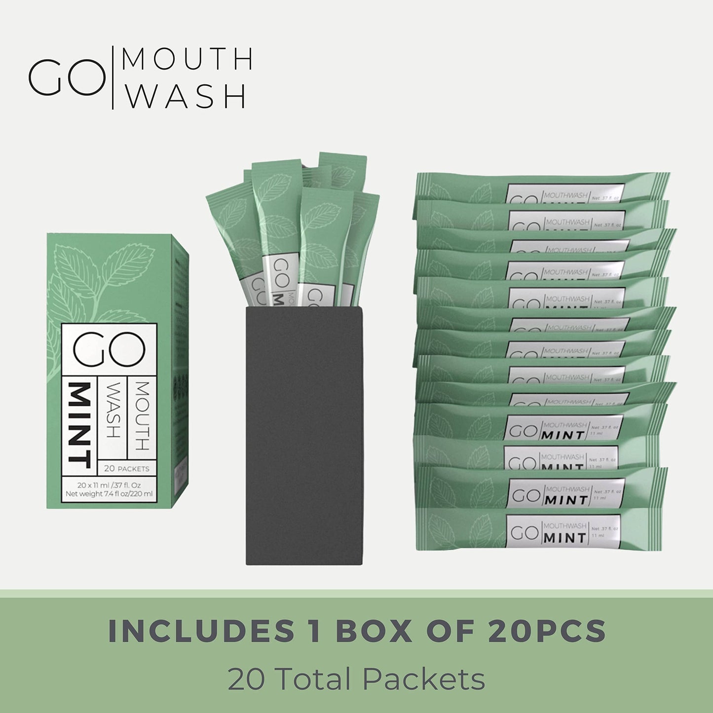 GO Travel Size Mouthwash Packets – TSA-Compliant Mint, Portable Bulk