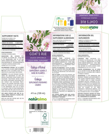 Naturalma Goat's Rue Tincture 4 oz - Alcohol-Free, Vegan