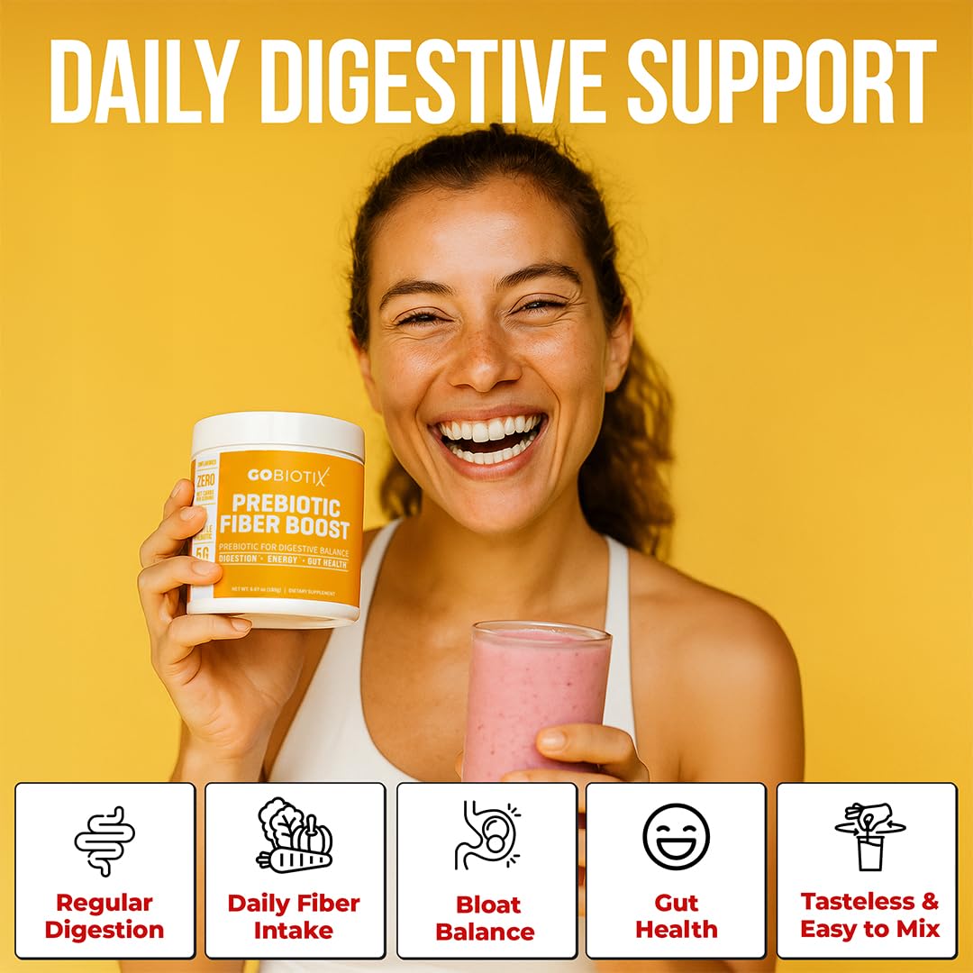 GOBIOTIX Fiber Supplement Powder with Prebiotics – Digestive Health, GLP-1 Support, Keto & Vegan | 35 Servings