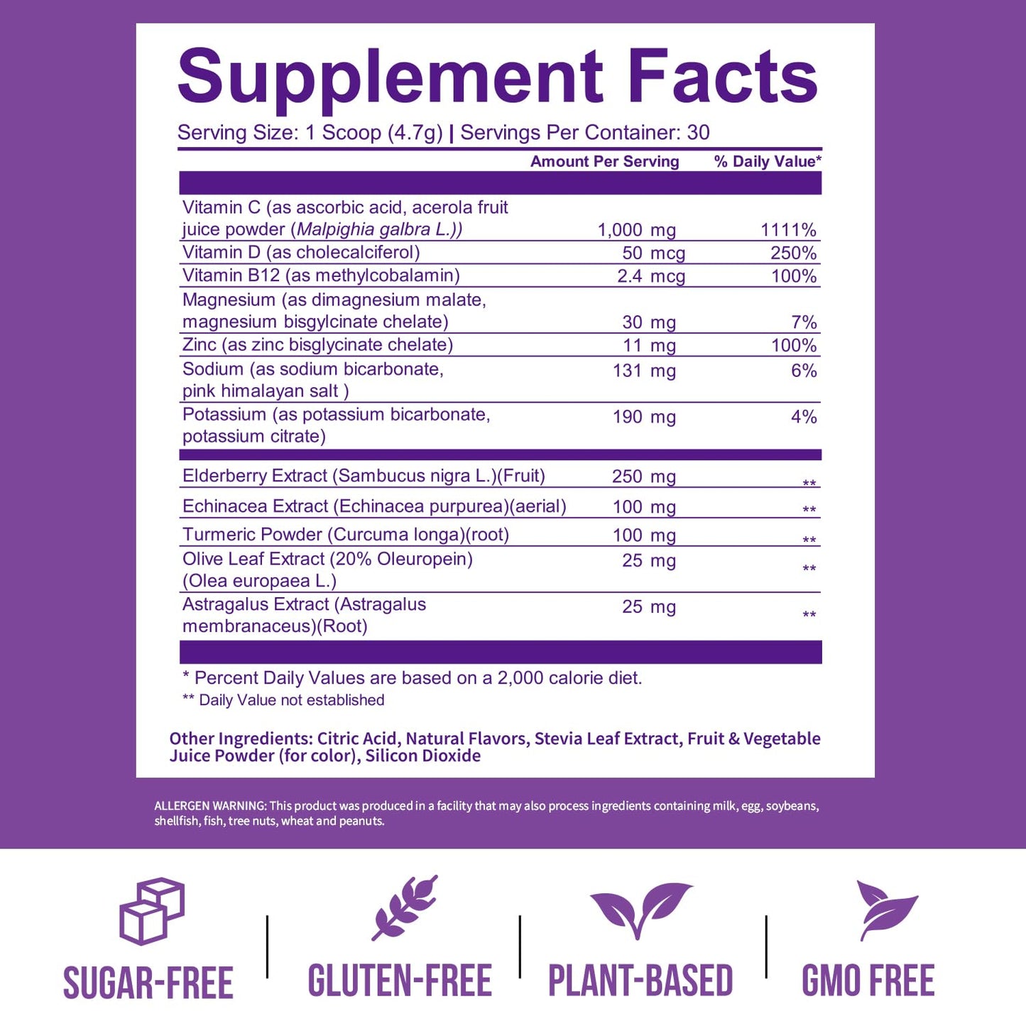 GOBIOTIX Vitamin C Immune Defense Powder – Berry | Vegan, Non-GMO, Sugar-Free