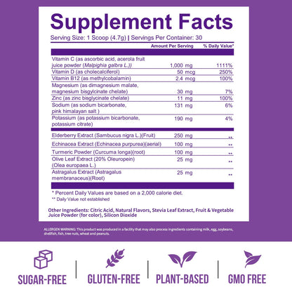 GOBIOTIX Vitamin C Immune Defense Powder – Berry | Vegan, Non-GMO, Sugar-Free