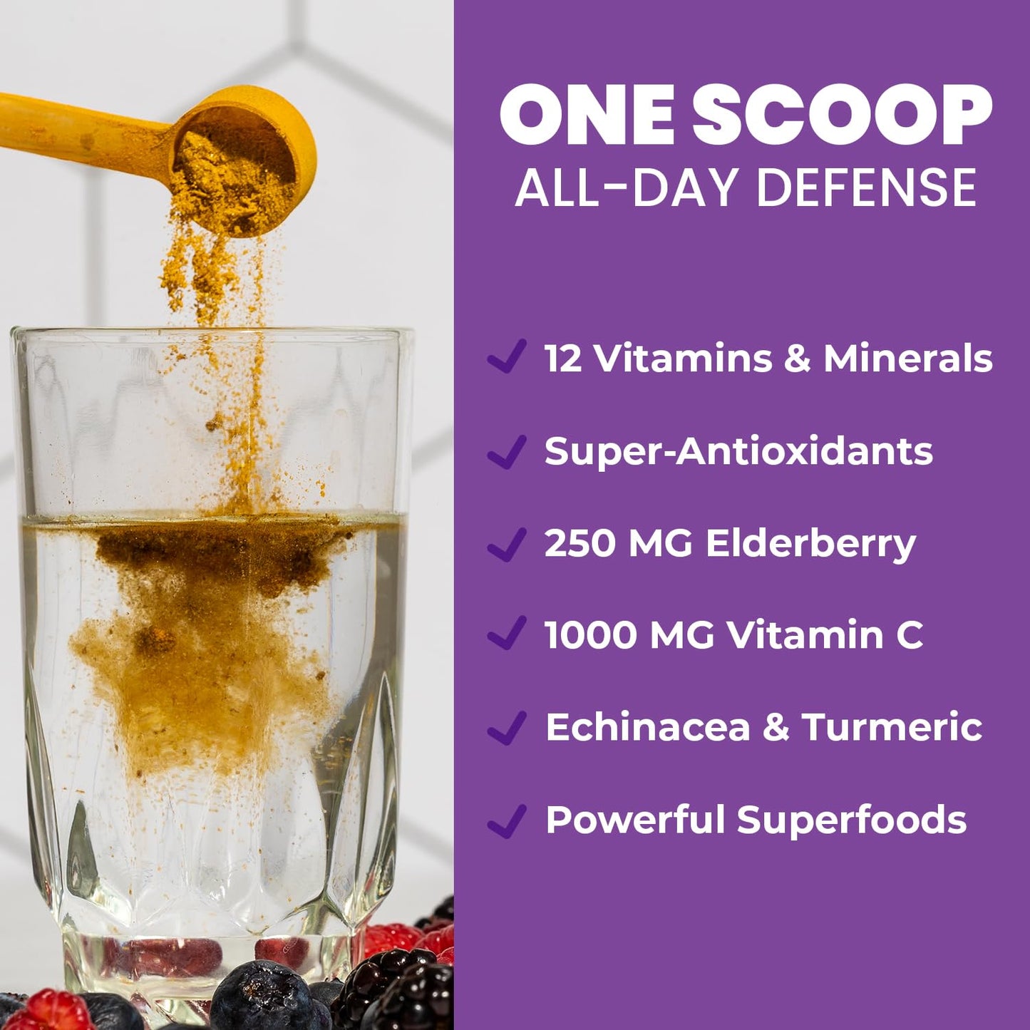 GOBIOTIX Vitamin C Immune Defense Powder – Berry | Vegan, Non-GMO, Sugar-Free