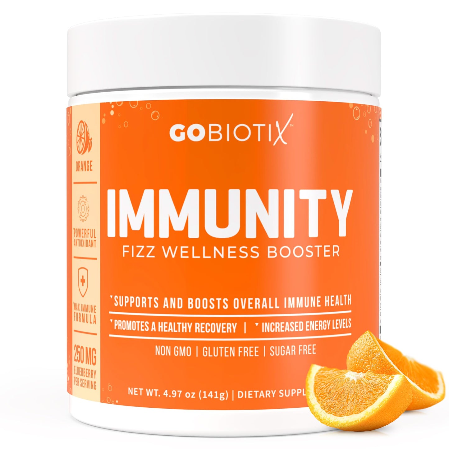GOBIOTIX Vitamin C Immunity Powder – Immune Defense, Vegan, Orange, Non-GMO