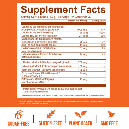 GOBIOTIX Vitamin C Immunity Powder – Immune Defense, Vegan, Orange, Non-GMO