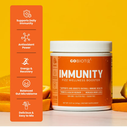 GOBIOTIX Vitamin C Immunity Powder – Immune Defense, Vegan, Orange, Non-GMO