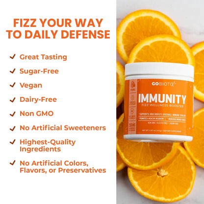 GOBIOTIX Vitamin C Immunity Powder – Immune Defense, Vegan, Orange, Non-GMO