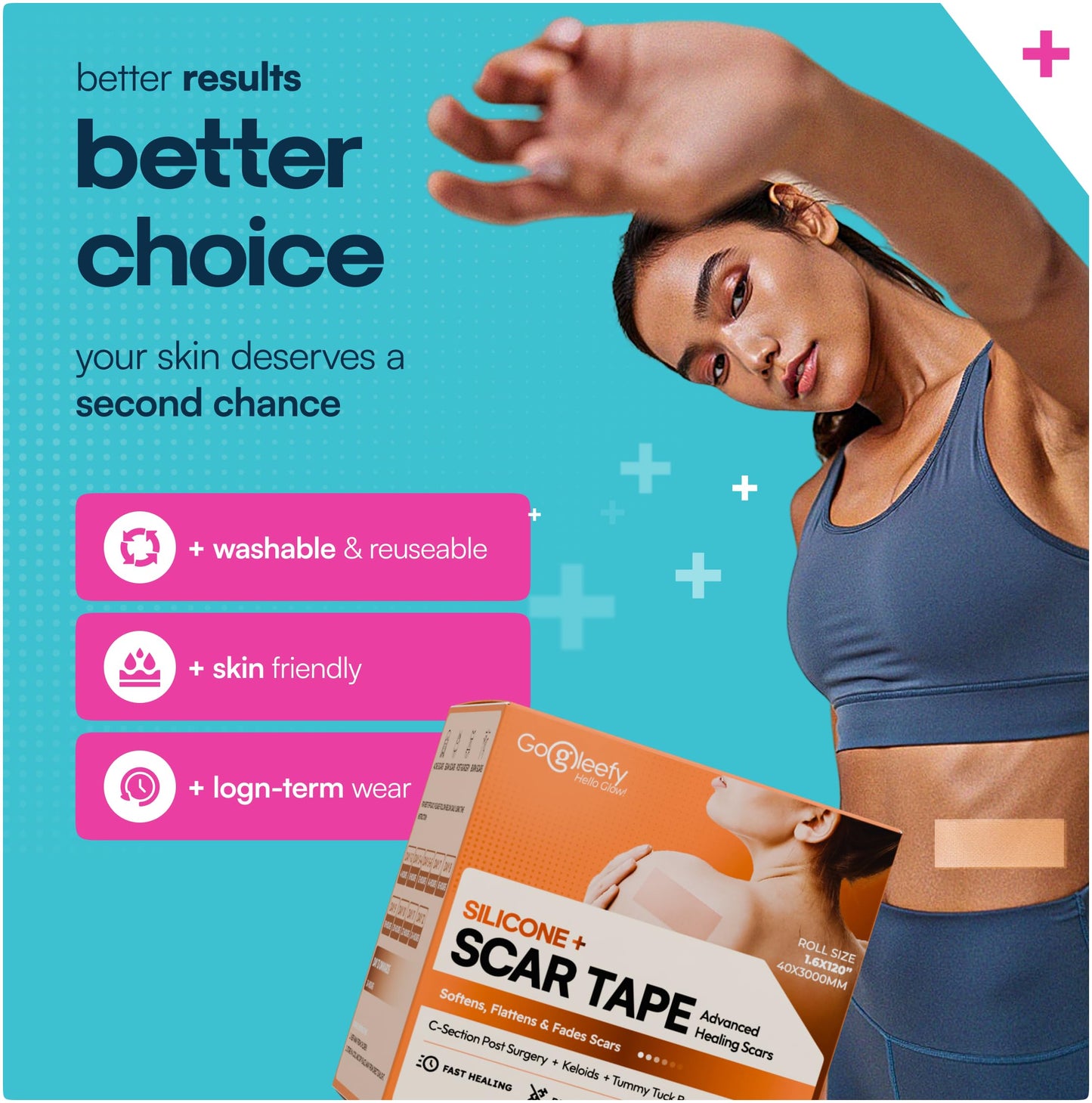 GoGleefy Silicone Scar Sheets Roll – Medical-Grade, Reusable Scar Tape