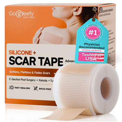 GoGleefy Silicone Scar Sheets Roll – Medical-Grade Scar Tape for Surgical Scars & C-Sections (1.6”x60”/120”)